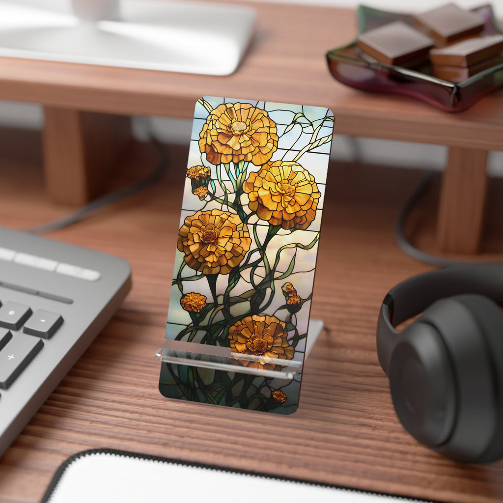 Artistic Smartphone Display Stand, Floral Phone Holder, Stained Glass Phone Stand, Desk Organizer, Decorative Smartphone Holder