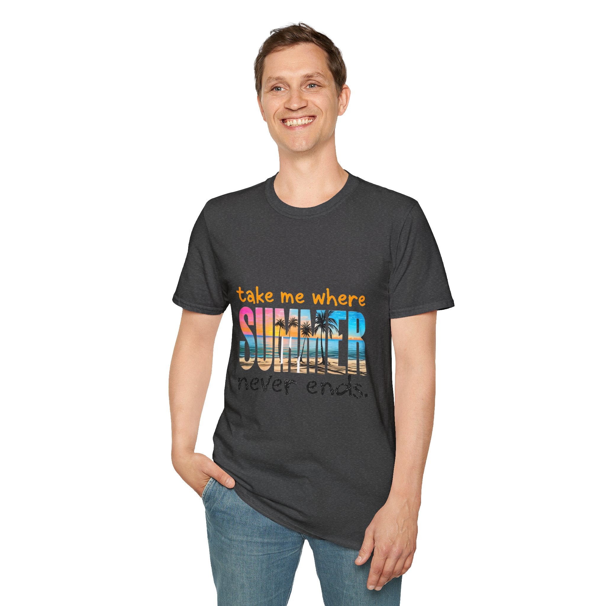 Summer Vibes Unisex T-Shirt | Take Me Where Summer Never Ends | Casual Wear, Vacation Shirt, Beach Tee, Gift Idea, Summer Collection