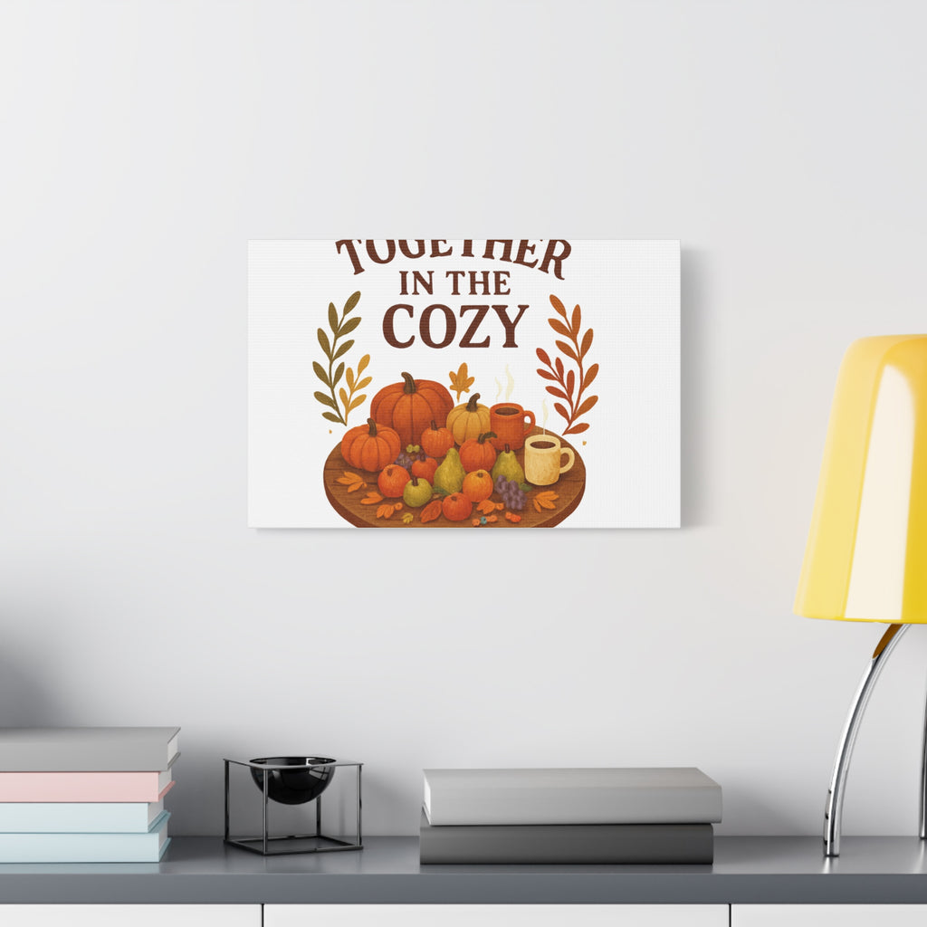 Fall Harvest Cozy Canvas Wall Art – "In The Cozy" Pumpkin & Coffee Autumn Decor