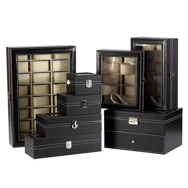 Luxurious Leather Watch Storage Case with Multiple Slots - The Perfect Organizer for Your Timepieces