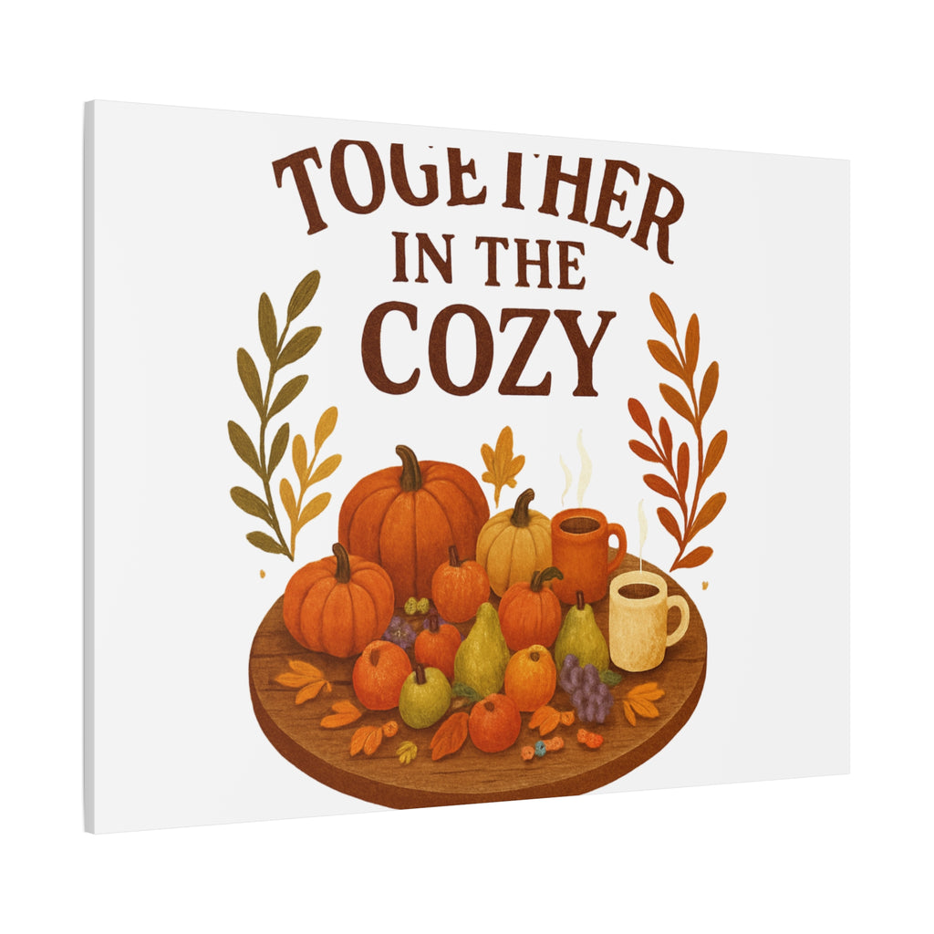 Fall Harvest Cozy Canvas Wall Art – "In The Cozy" Pumpkin & Coffee Autumn Decor