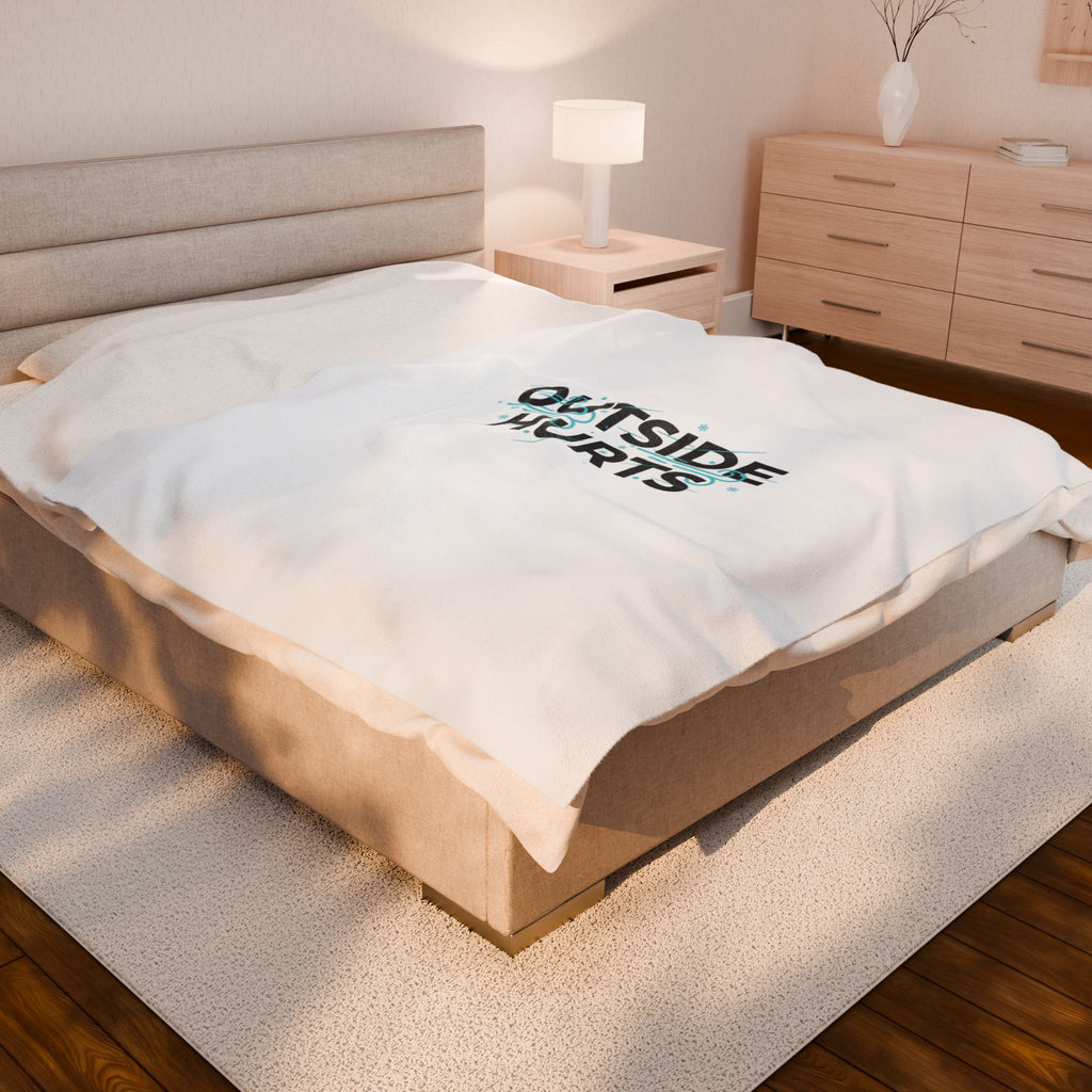 OUTSIDE HURTS Velveteen Plush Blanket | Wind-Chill Minimalism, winter meme