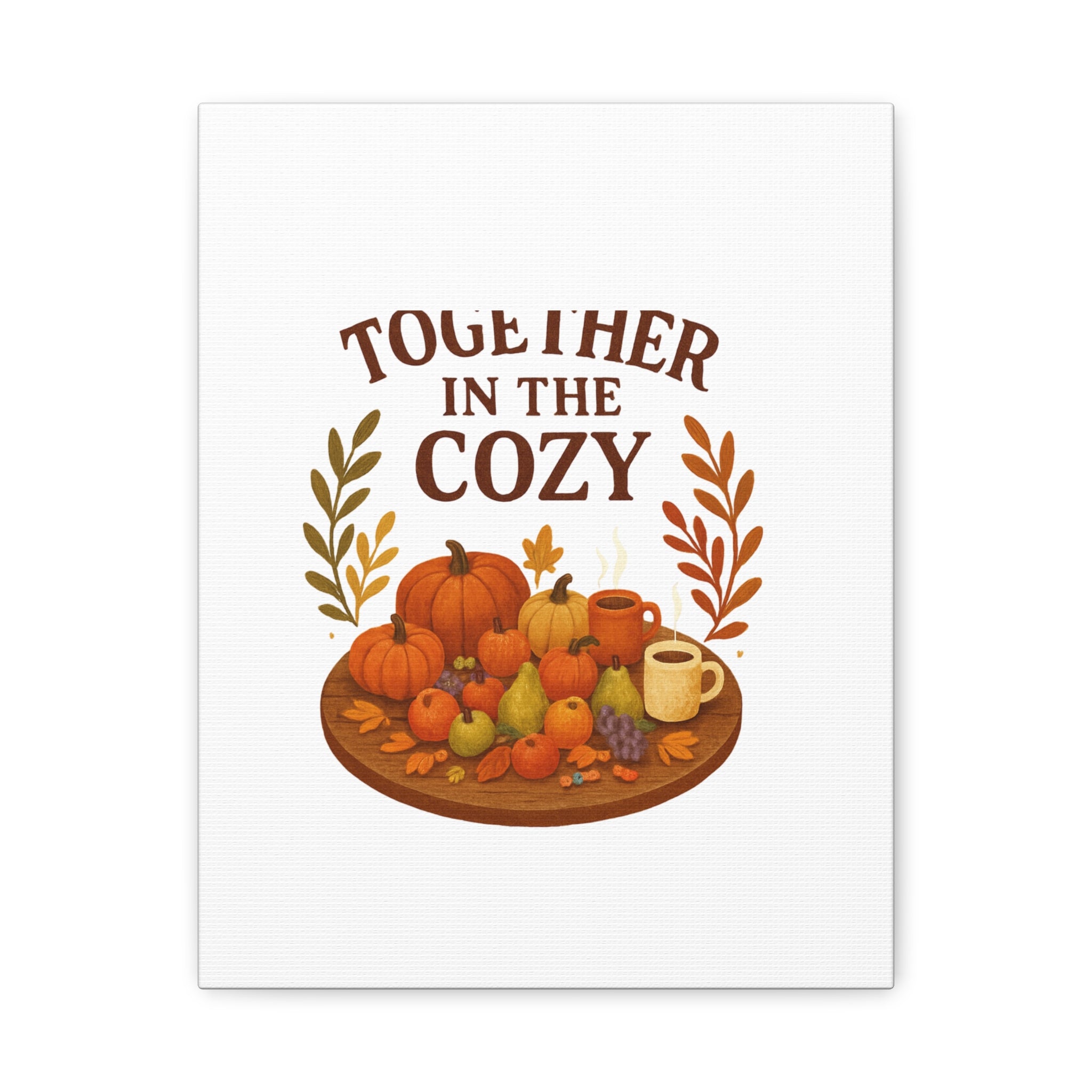 Fall Harvest Cozy Canvas Wall Art – "In The Cozy" Pumpkin & Coffee Autumn Decor