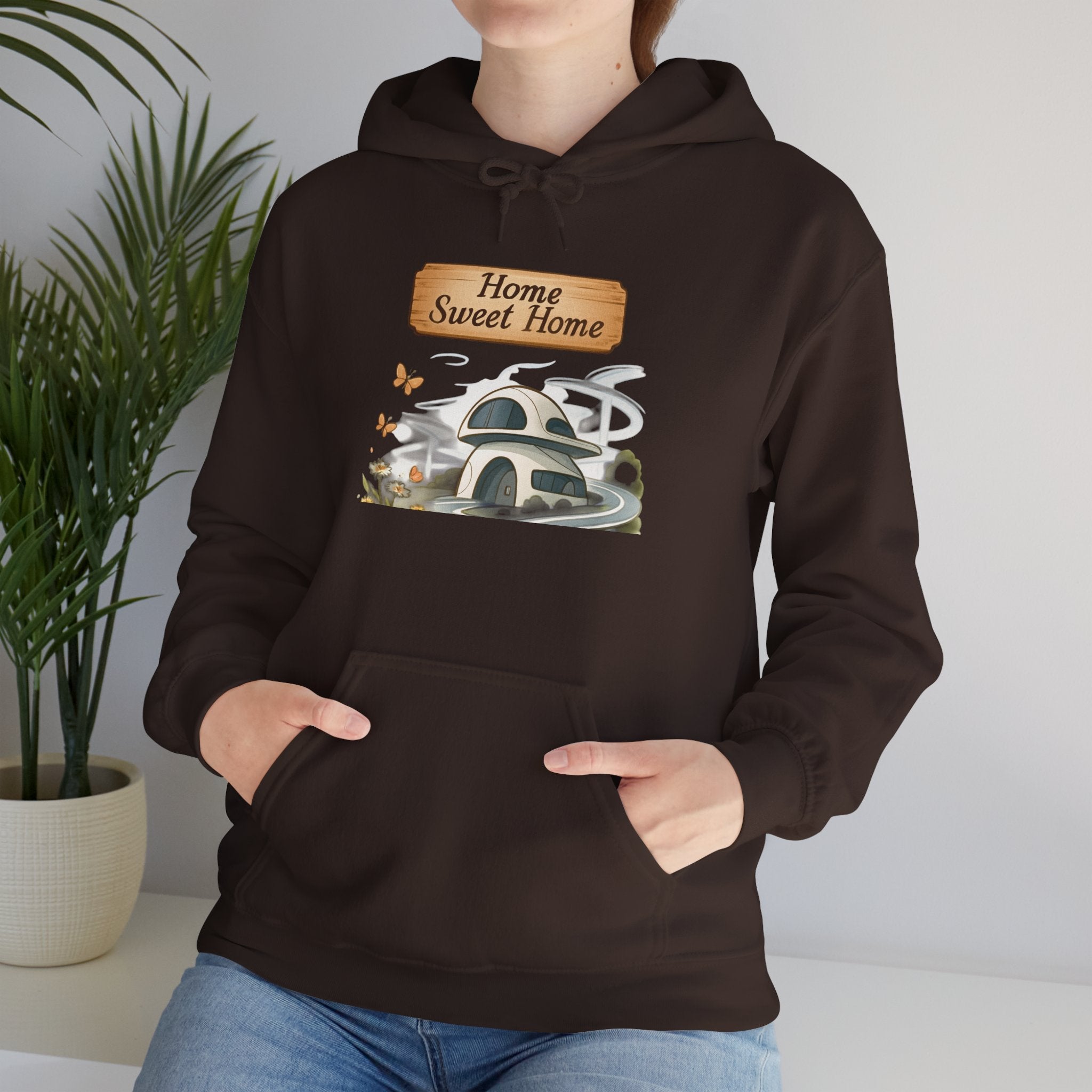 Hoodie - 'Home Sweet Home' Cozy Cottage Hoodie, Rustic Floral House Sweatshirt