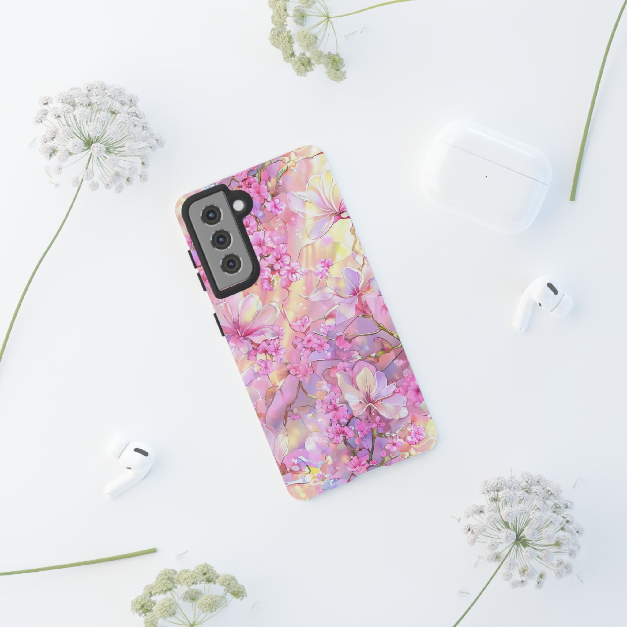Floral Elegance Tough Phone Case – Dual-Layer Protection for iPhone 17/16/15 & Samsung | Glossy or Matte Finish | Morphesa