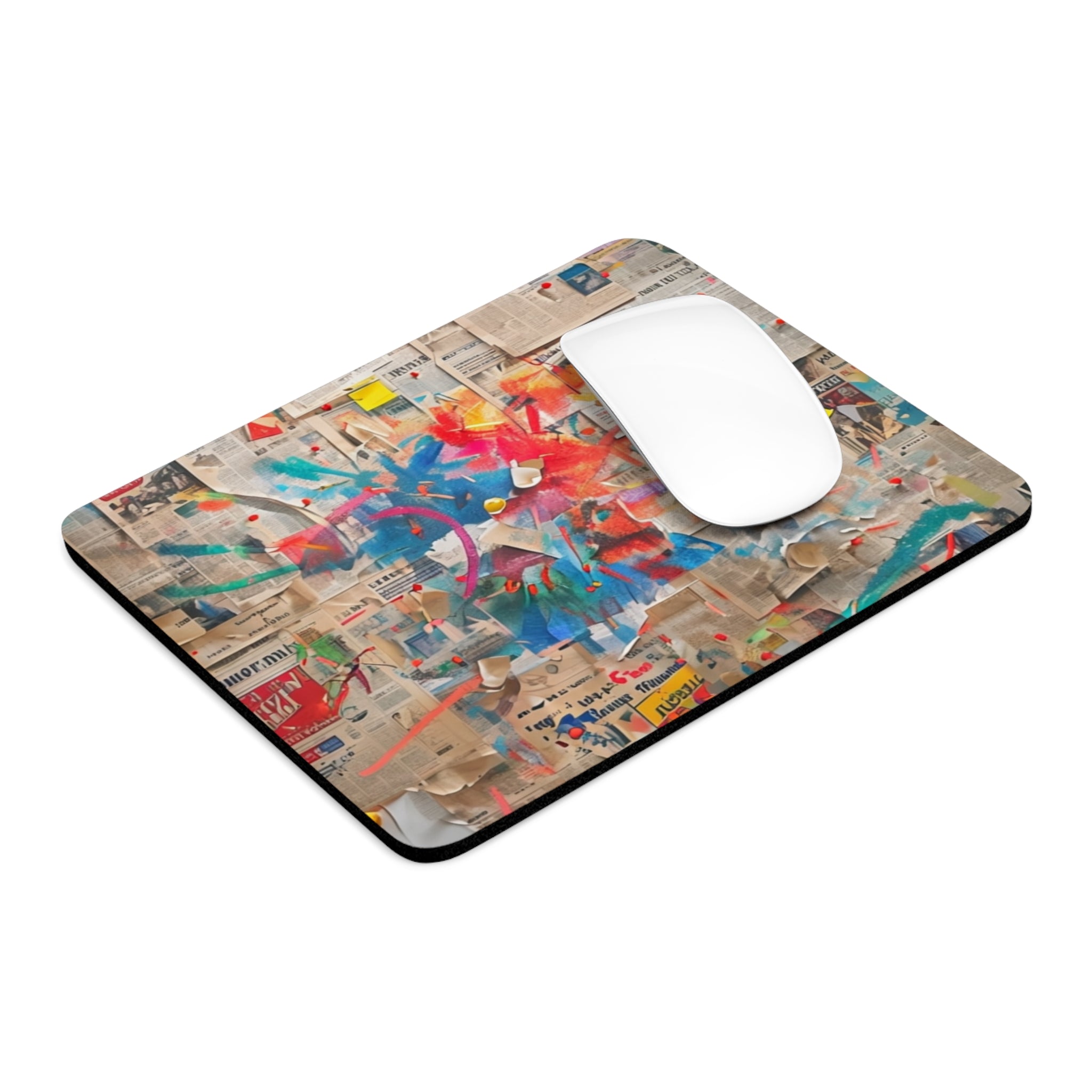 Abstract Paint Splash Mouse Pad — Colorful Collage Desk Mat