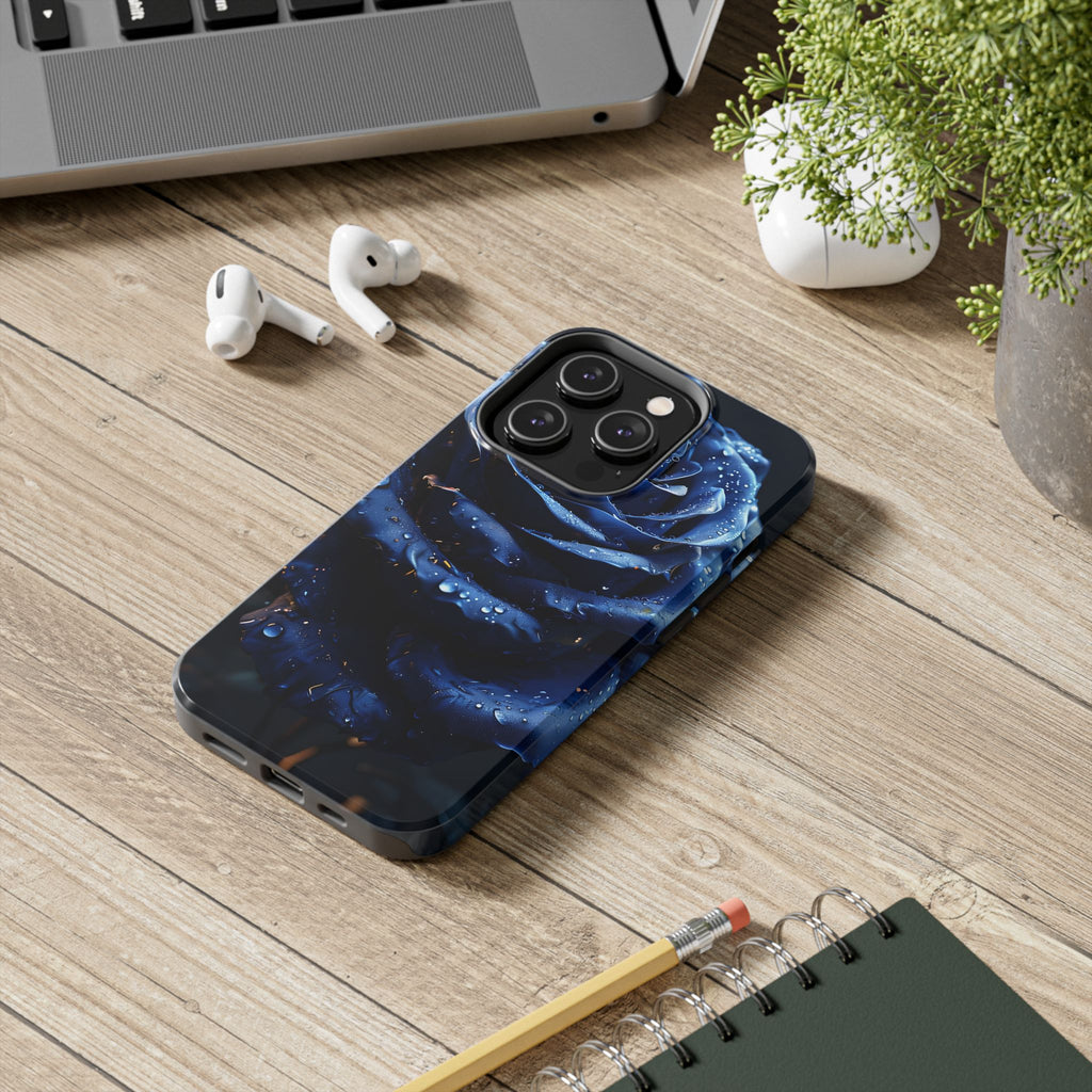 iPhone 17 Pro Max Tough Phone Case - Elegant Blue Rossy Design