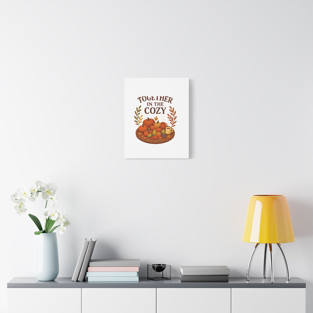 Fall Harvest Cozy Canvas Wall Art – "In The Cozy" Pumpkin & Coffee Autumn Decor