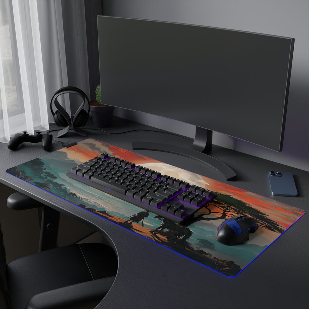 LED Gaming Mouse Pad with Vibrant Landscape Design, RGB Backlit Desk Decor, Gamer Gift, Home Office Accessory, Perfect for Gaming Setup