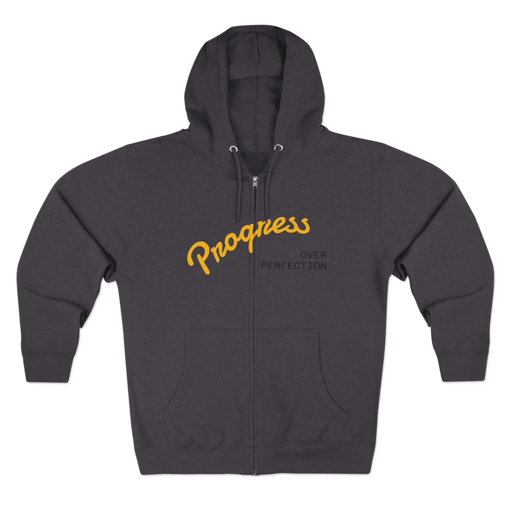 Progress Over Perfection hoodie | Motivational Zip Hoodie, Progress Is Made Quote