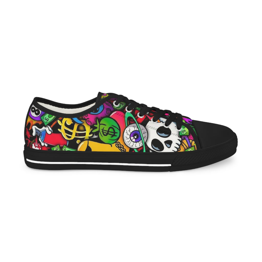 Men's Low Top Sneakers — Colorful Day of the Dead Skull Street Art Design