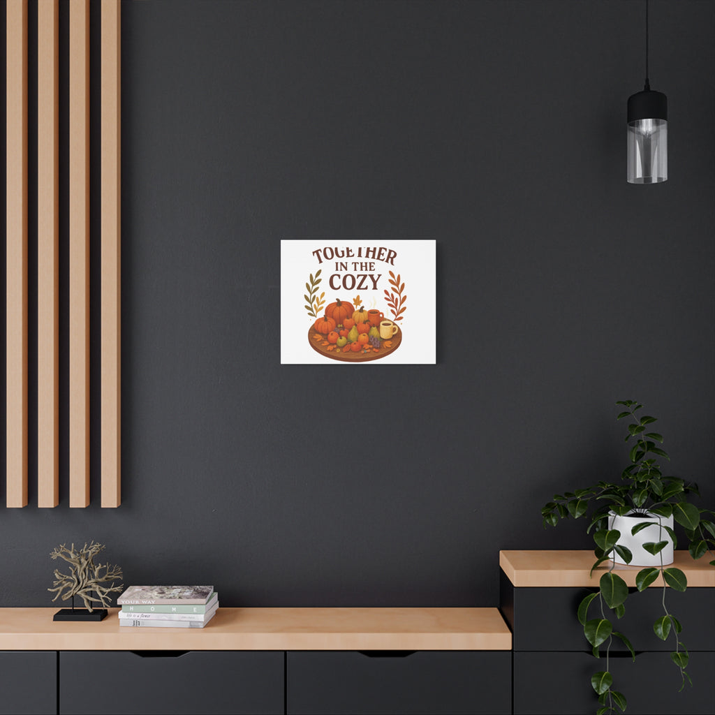 Fall Harvest Cozy Canvas Wall Art – "In The Cozy" Pumpkin & Coffee Autumn Decor
