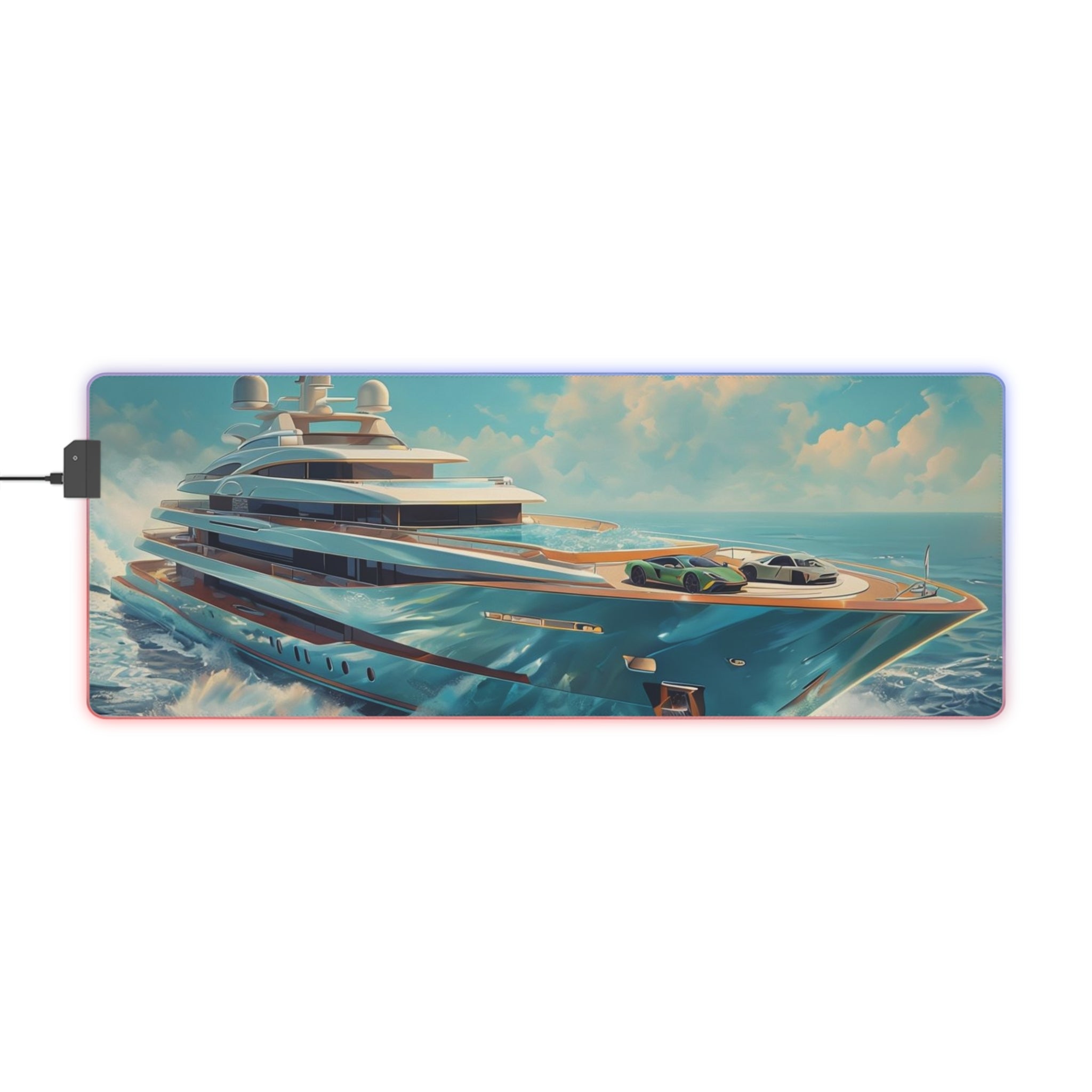 Yacht Sunrise LED Gaming Mouse Pad — XL RGB Desk Mat for Gamers & Streamers