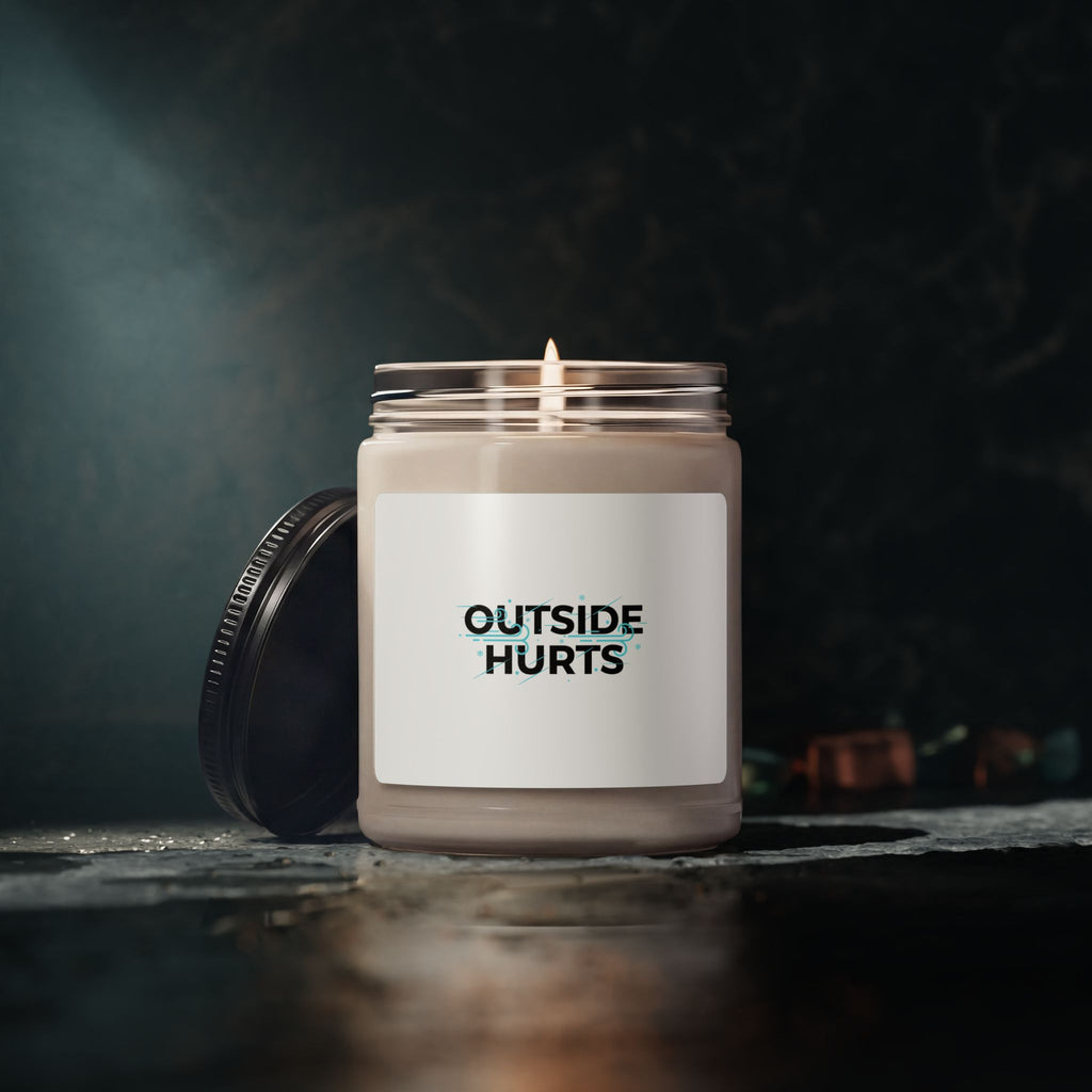 OUTSIDE HURTS Soy Candle, Minimalist Winter Meme, Cold Humor