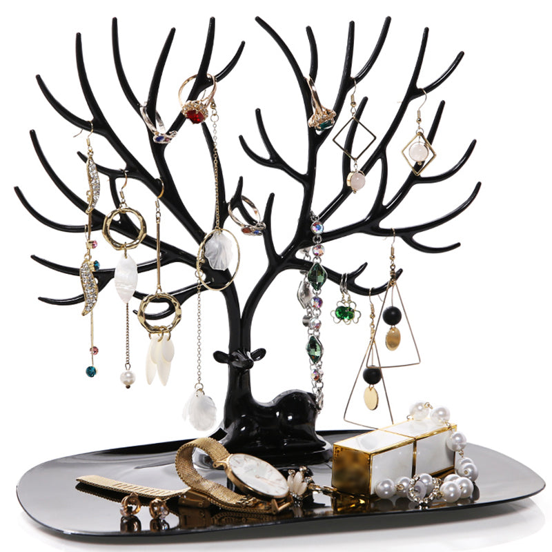 Stunning Deer Antler Jewelry Display Stand with Elegant Storage Drawer for Rings, Necklaces, and Earrings