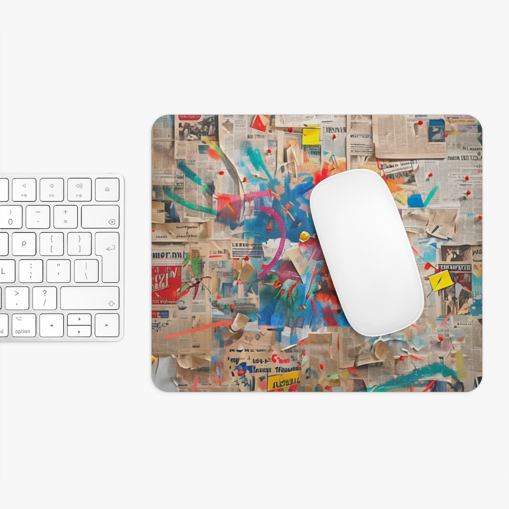 Abstract Paint Splash Mouse Pad — Colorful Collage Desk Mat