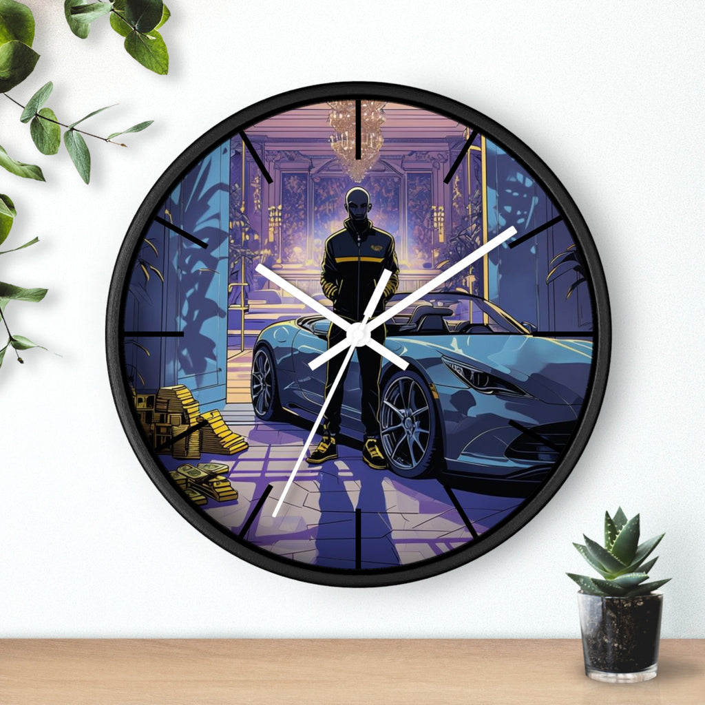 Luxury Sports Car Wall Clock — Modern Gangster Mansion Scene
