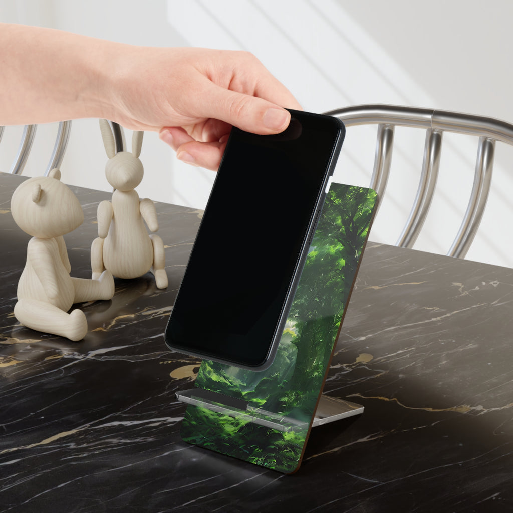 Forest-Themed Mobile Display Stand, Phone Holder, Desk Organizer, Eco-Friendly Gift, Nature Decor, Perfect for Home & Office