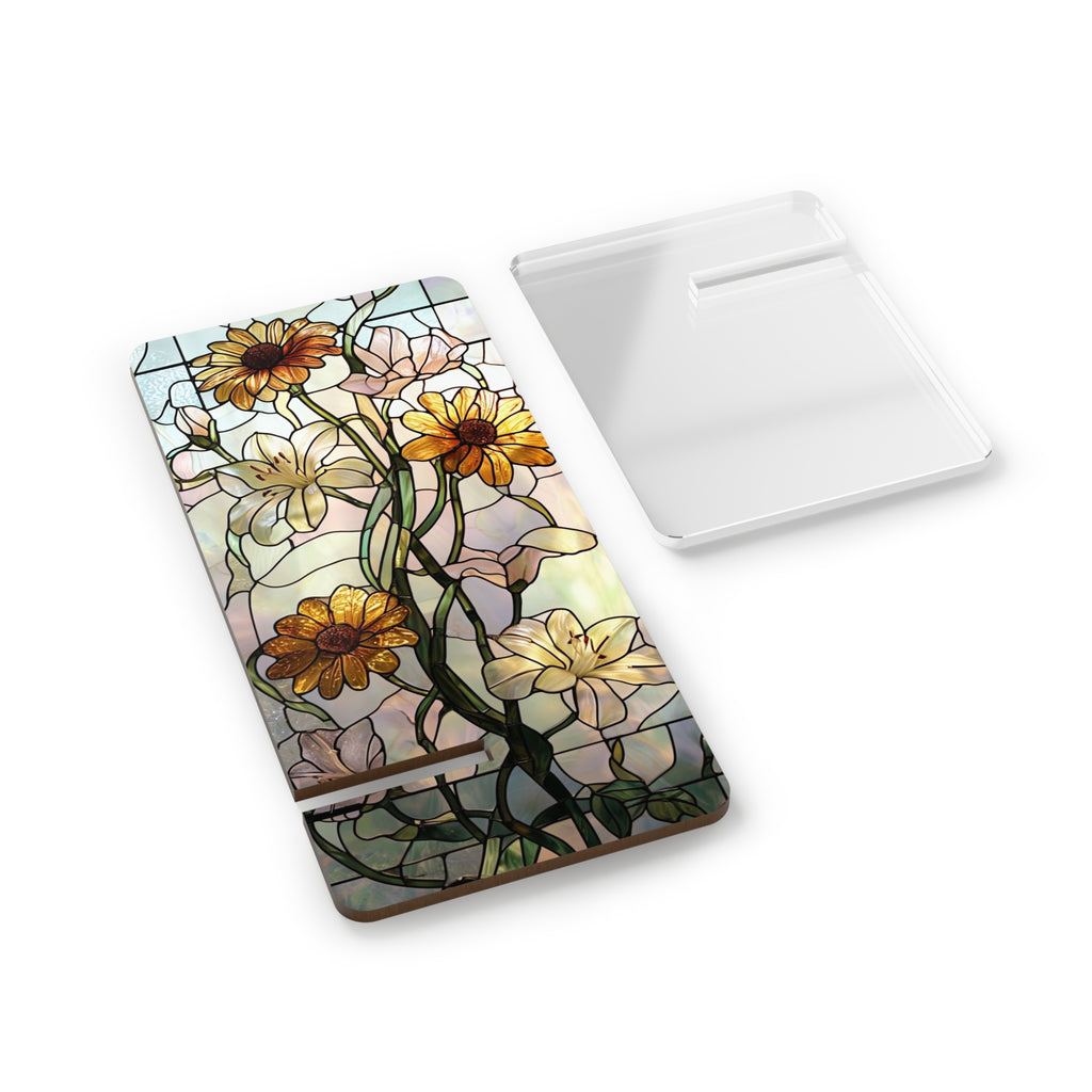 Stained Glass Smartphone Stand | Floral Mobile Display Holder, Desk Organizer, Gift for Home Office, Mother's Day Decor, Unique Gift Idea
