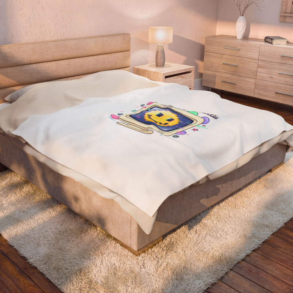 Loading Happy Vibes Retro OS Pixel Smiley Blanket | Y2K Retro Tech Nostalgia