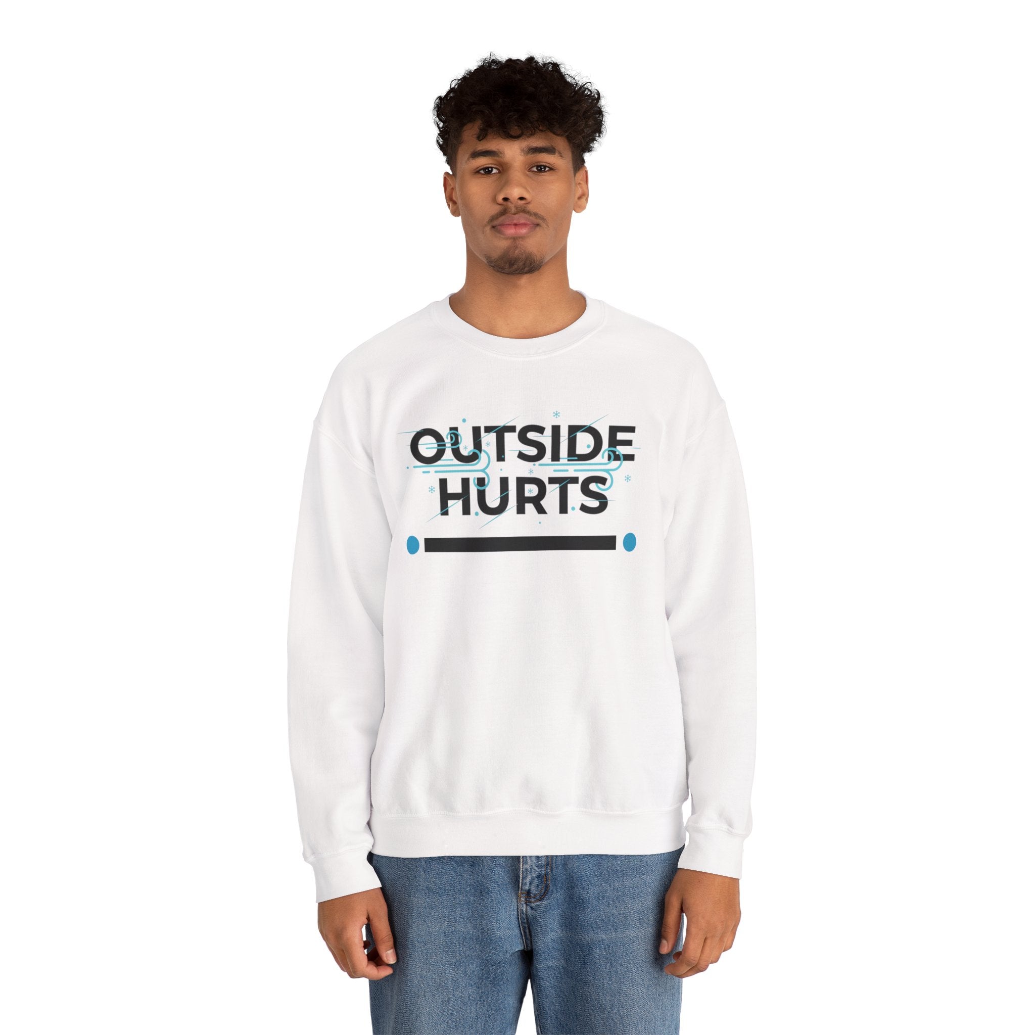 OUTSIDE HURTS Sweatshirt | Winter meme, Cold humor minimalist crewneck
