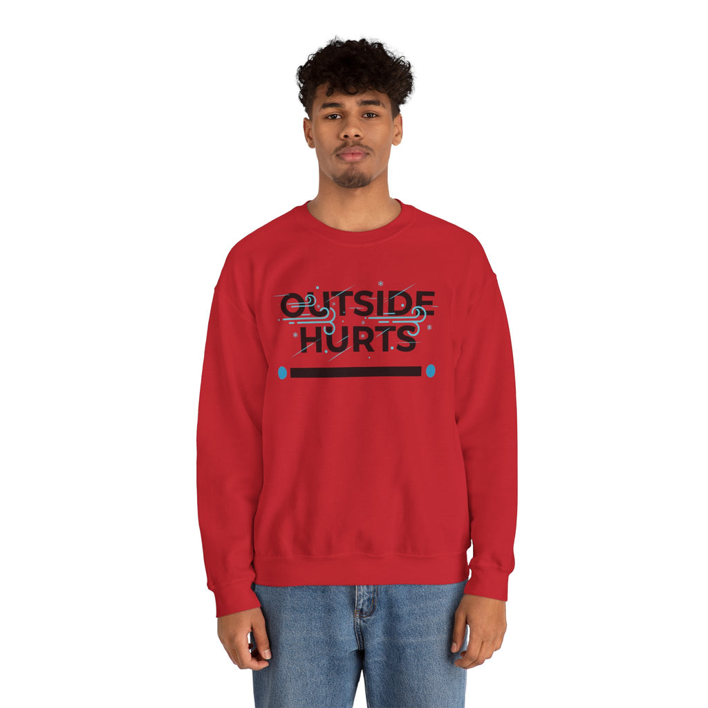OUTSIDE HURTS Sweatshirt | Winter meme, Cold humor minimalist crewneck