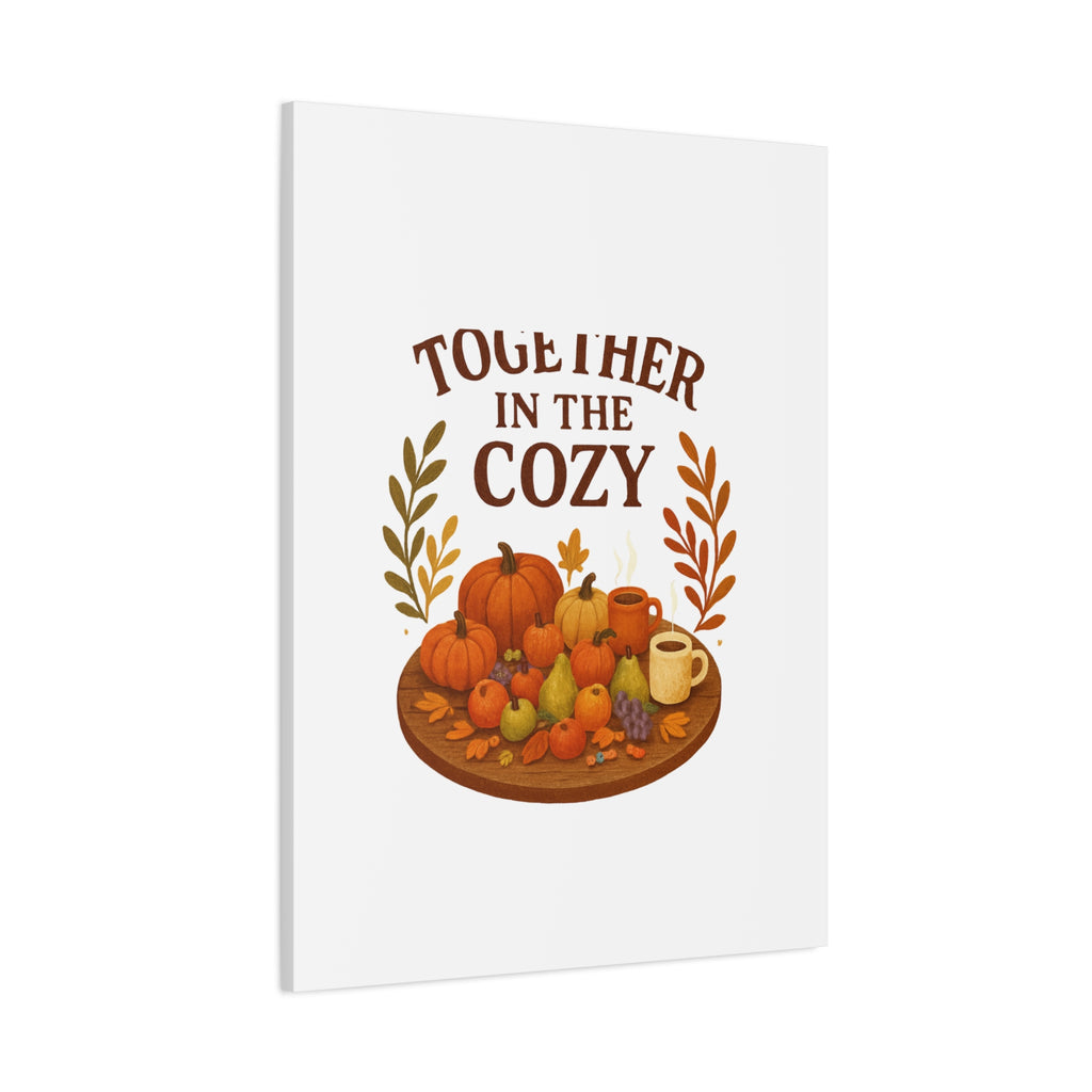 Fall Harvest Cozy Canvas Wall Art – "In The Cozy" Pumpkin & Coffee Autumn Decor