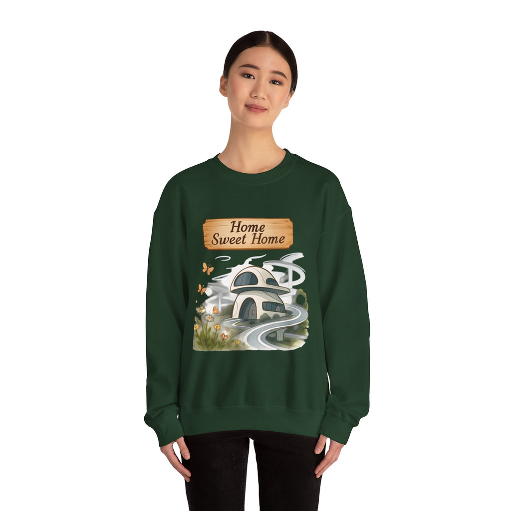 Crewneck Sweatshirt — “Home Sweet Home” Cozy Cottage Graphic