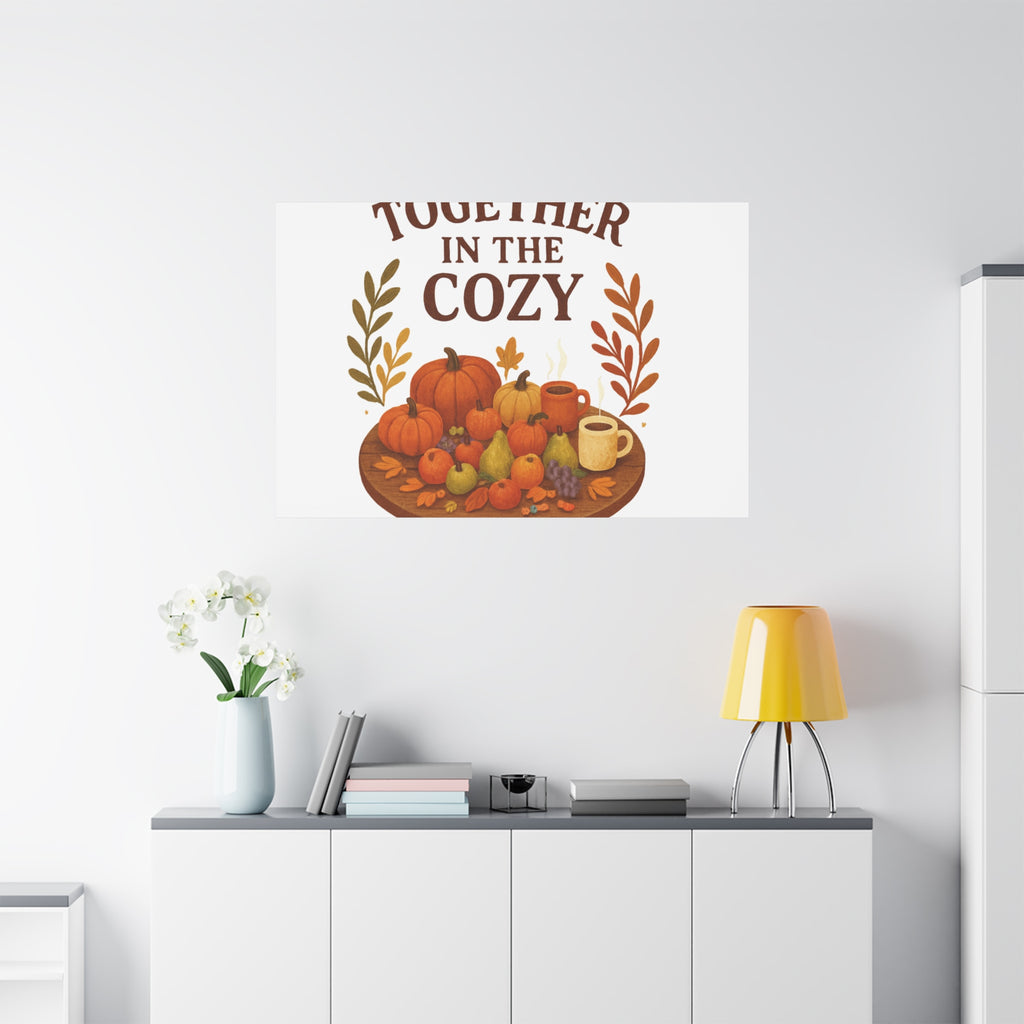 Fall Harvest Cozy Canvas Wall Art – "In The Cozy" Pumpkin & Coffee Autumn Decor