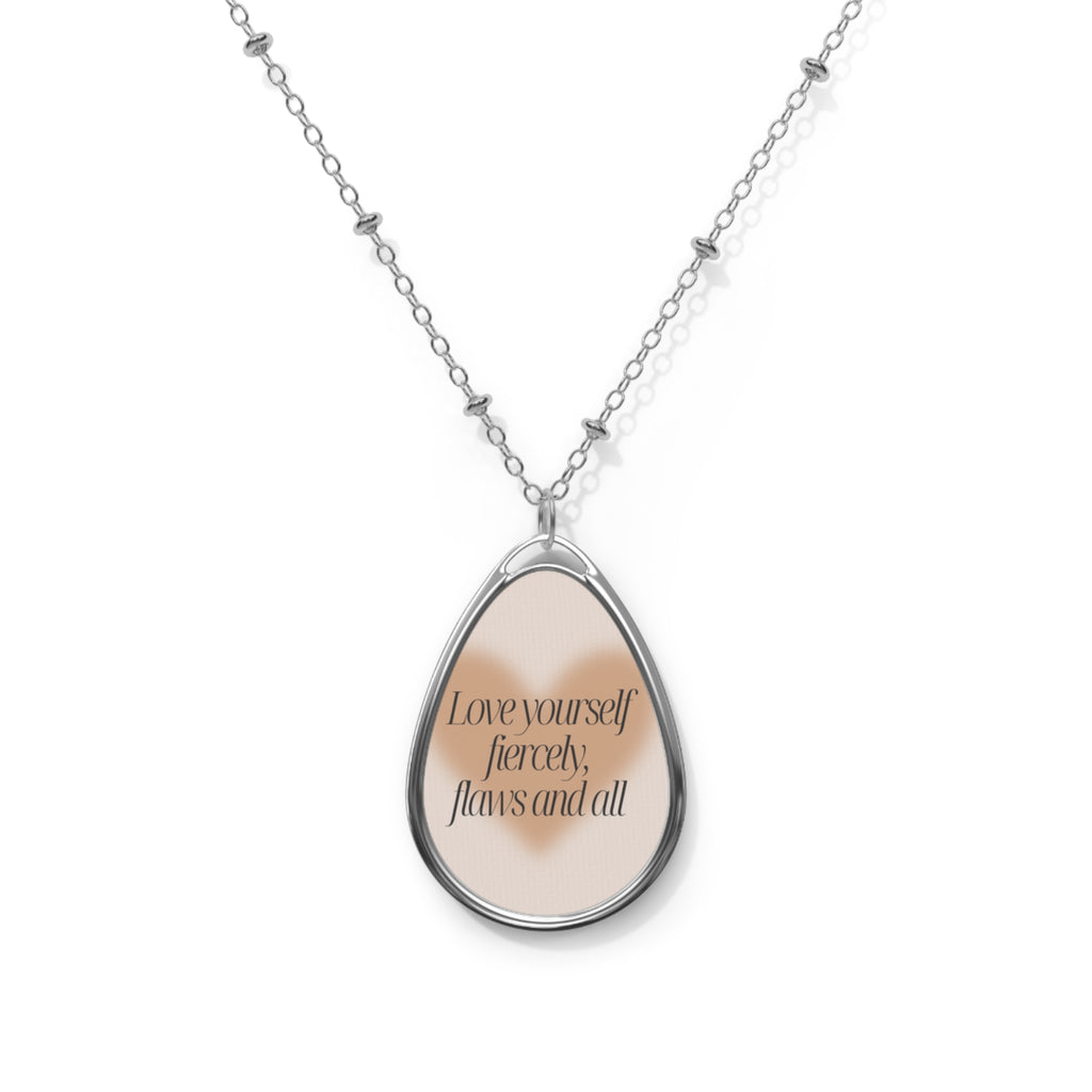 Inspirational Oval Necklace | Love Yourself Jewelry, Gift for Her, Self-Love Motivation, Personalized Charm, Everyday Wear