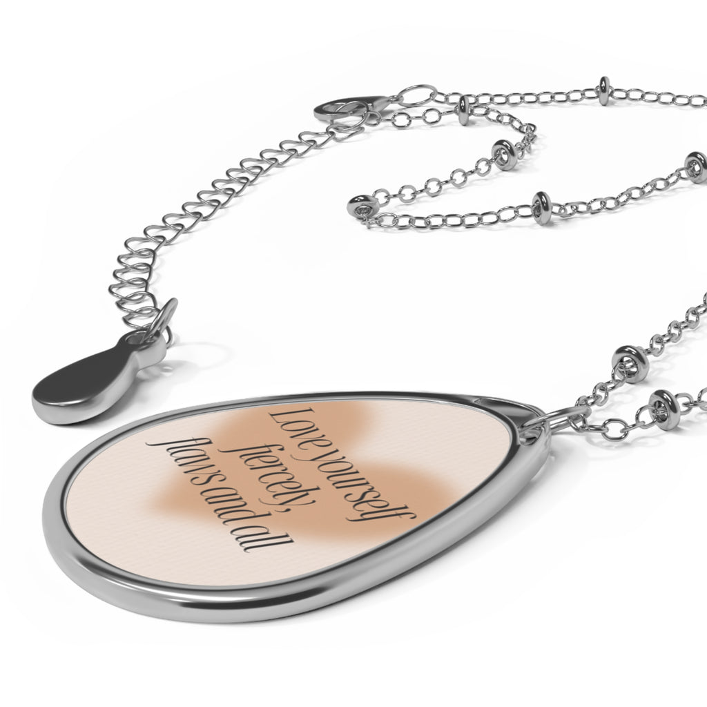 Inspirational Oval Necklace | Love Yourself Jewelry, Gift for Her, Self-Love Motivation, Personalized Charm, Everyday Wear