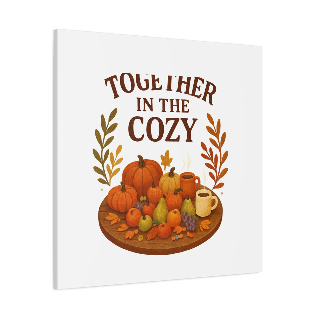 Fall Harvest Cozy Canvas Wall Art – "In The Cozy" Pumpkin & Coffee Autumn Decor
