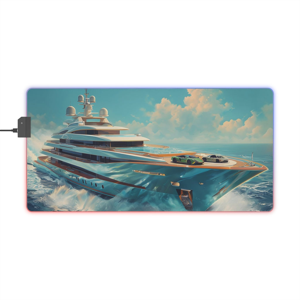 Yacht Sunrise LED Gaming Mouse Pad — XL RGB Desk Mat for Gamers & Streamers