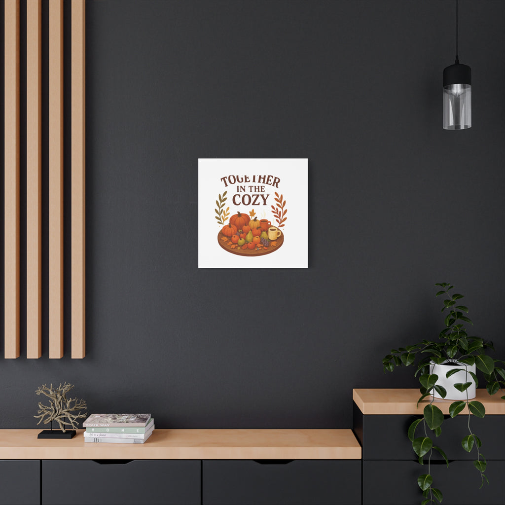 Fall Harvest Cozy Canvas Wall Art – "In The Cozy" Pumpkin & Coffee Autumn Decor