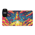 LED Gaming Mouse Pad with Wireless Charging - Rocket Launch Design