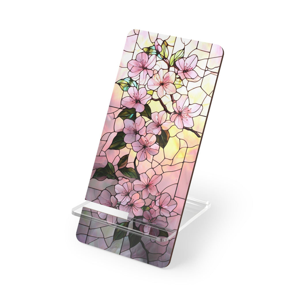 Floral Smartphone Stand, Cell Phone Holder, Stained Glass Design, Decorative Desk Accessory, Gift for Her