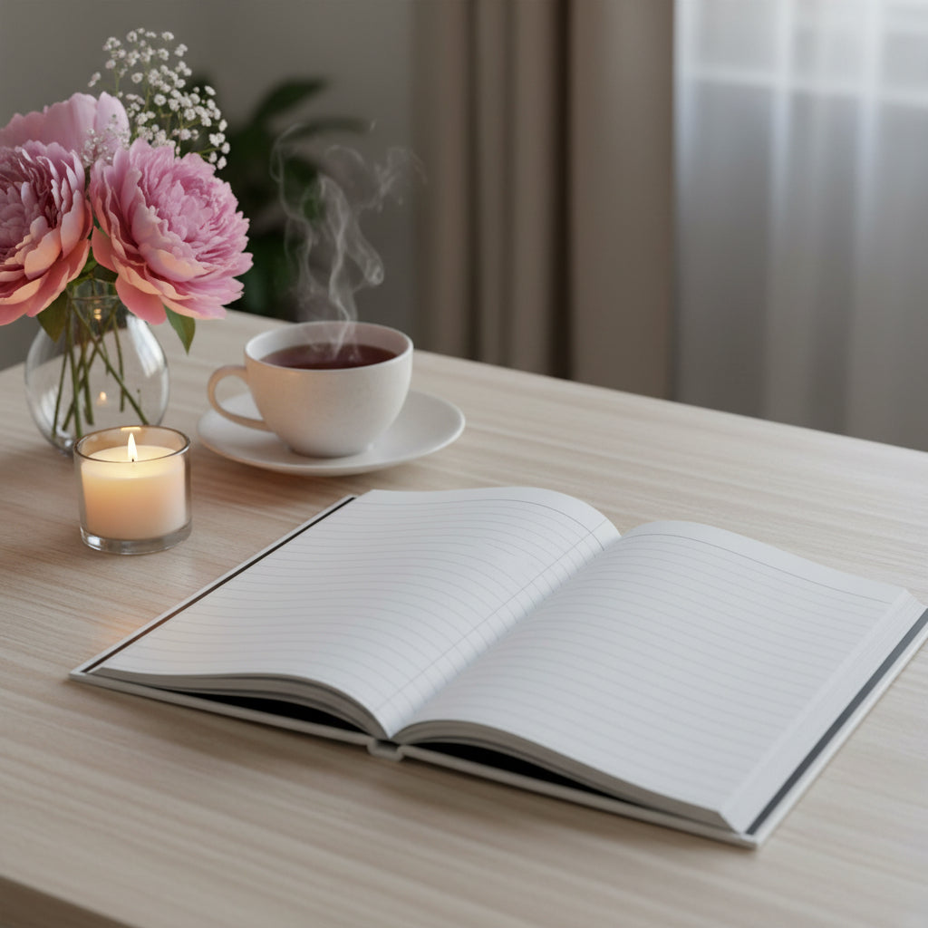Floral Hardcover Journal - My Daily Journal, Stress Relief, Gift for Her, Elegant Planner, Writing Diary, Self-Care Notepad