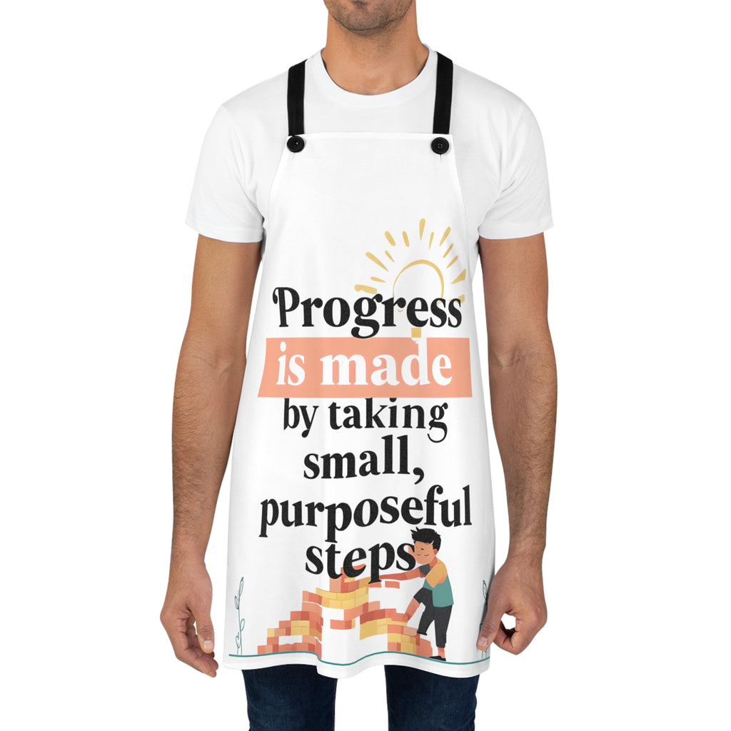 Motivational Kitchen Apron — “Progress is Made” Inspirational Cooking Apron
