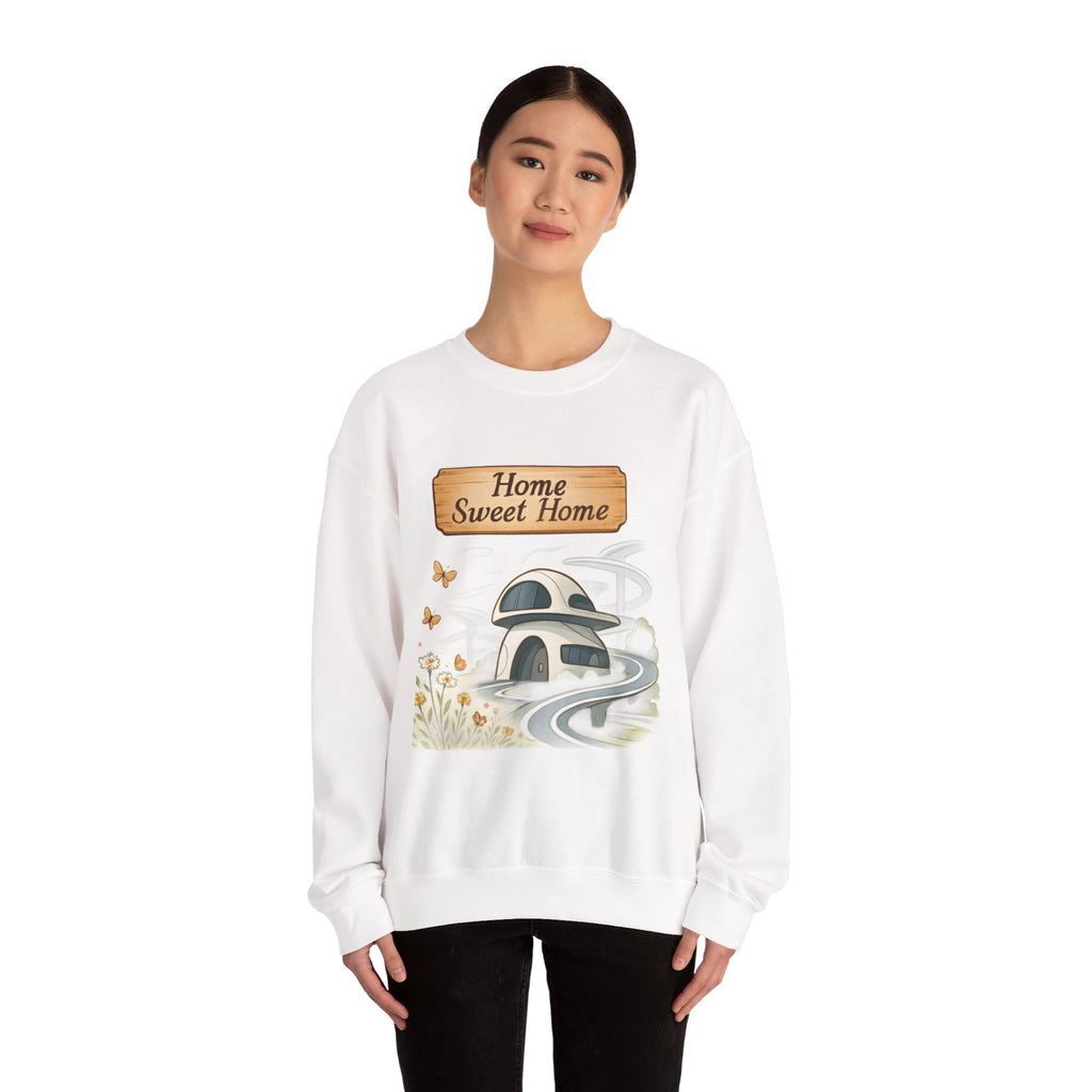 Crewneck Sweatshirt — “Home Sweet Home” Cozy Cottage Graphic