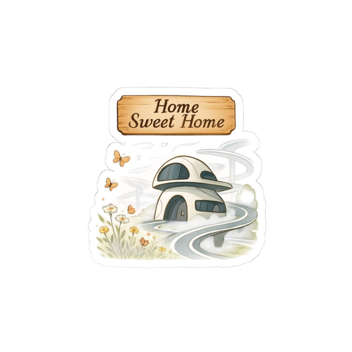 Home Sweet Home Kiss-Cut Sticker — Cozy Cottage Laptop Decal