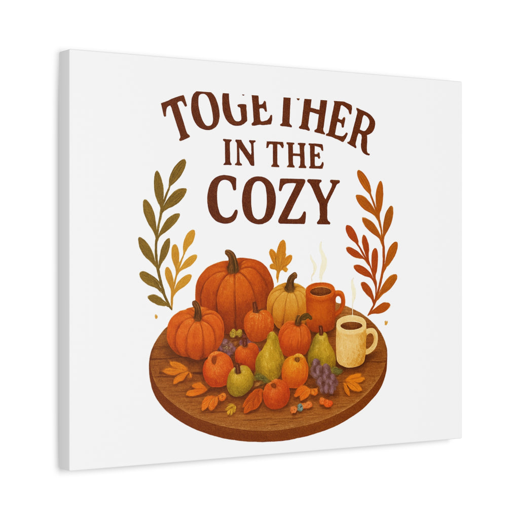 Fall Harvest Cozy Canvas Wall Art – "In The Cozy" Pumpkin & Coffee Autumn Decor