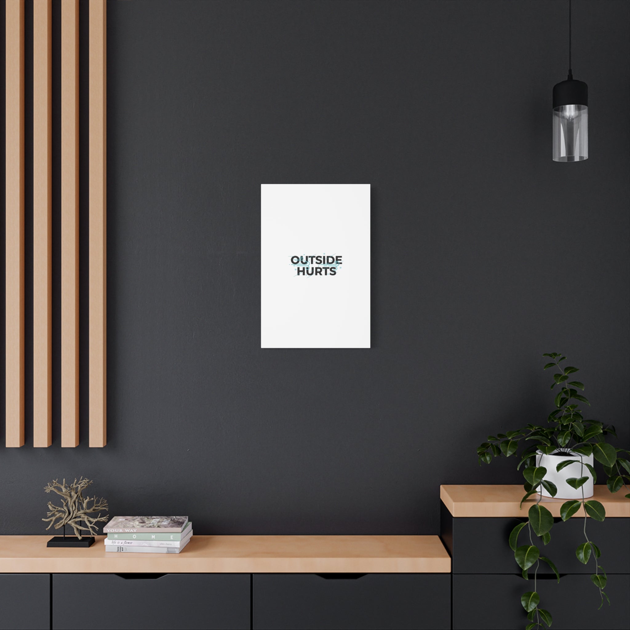 OUTSIDE HURTS Canvas Wall Art | Wind-Chill Minimalism, winter meme