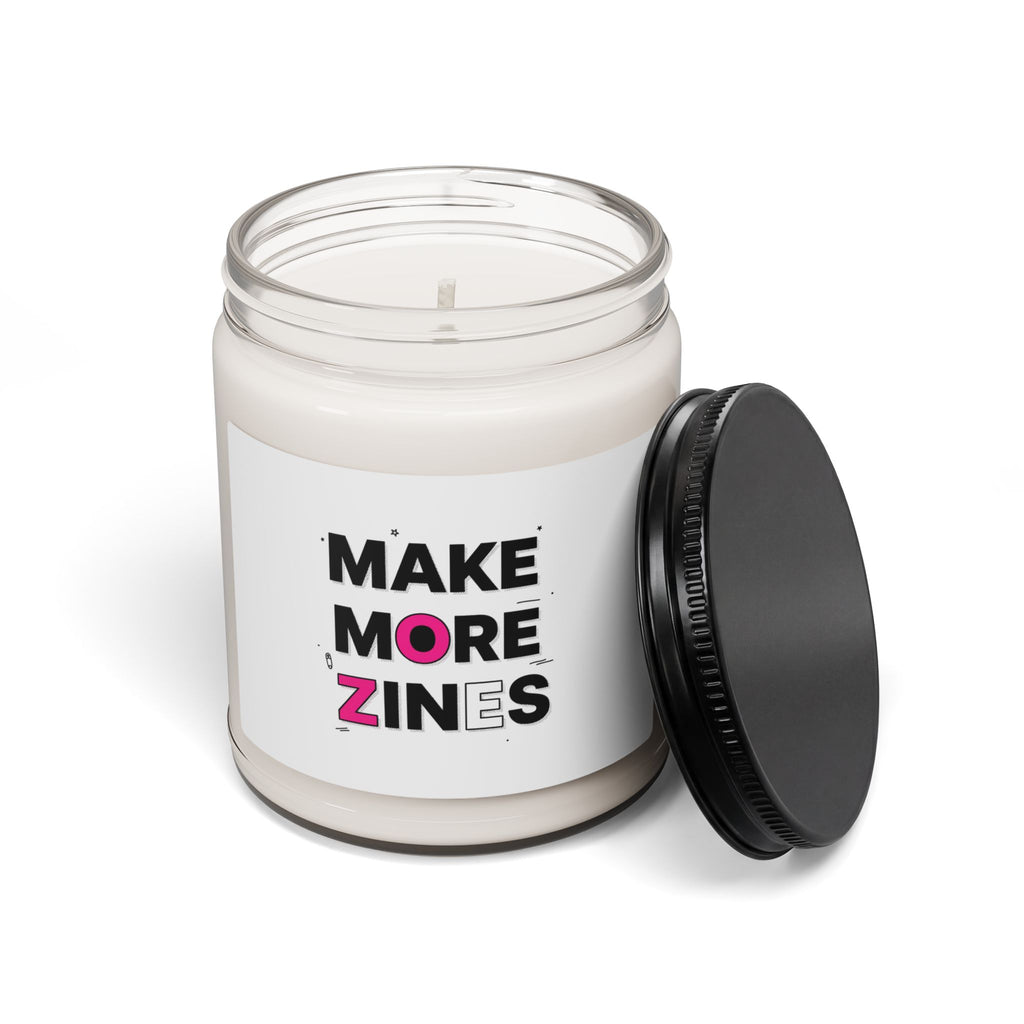 MAKE MORE ZINES Candle | Soy Jar, Cut-and-Paste Ransom Collage, Indie Zine Style