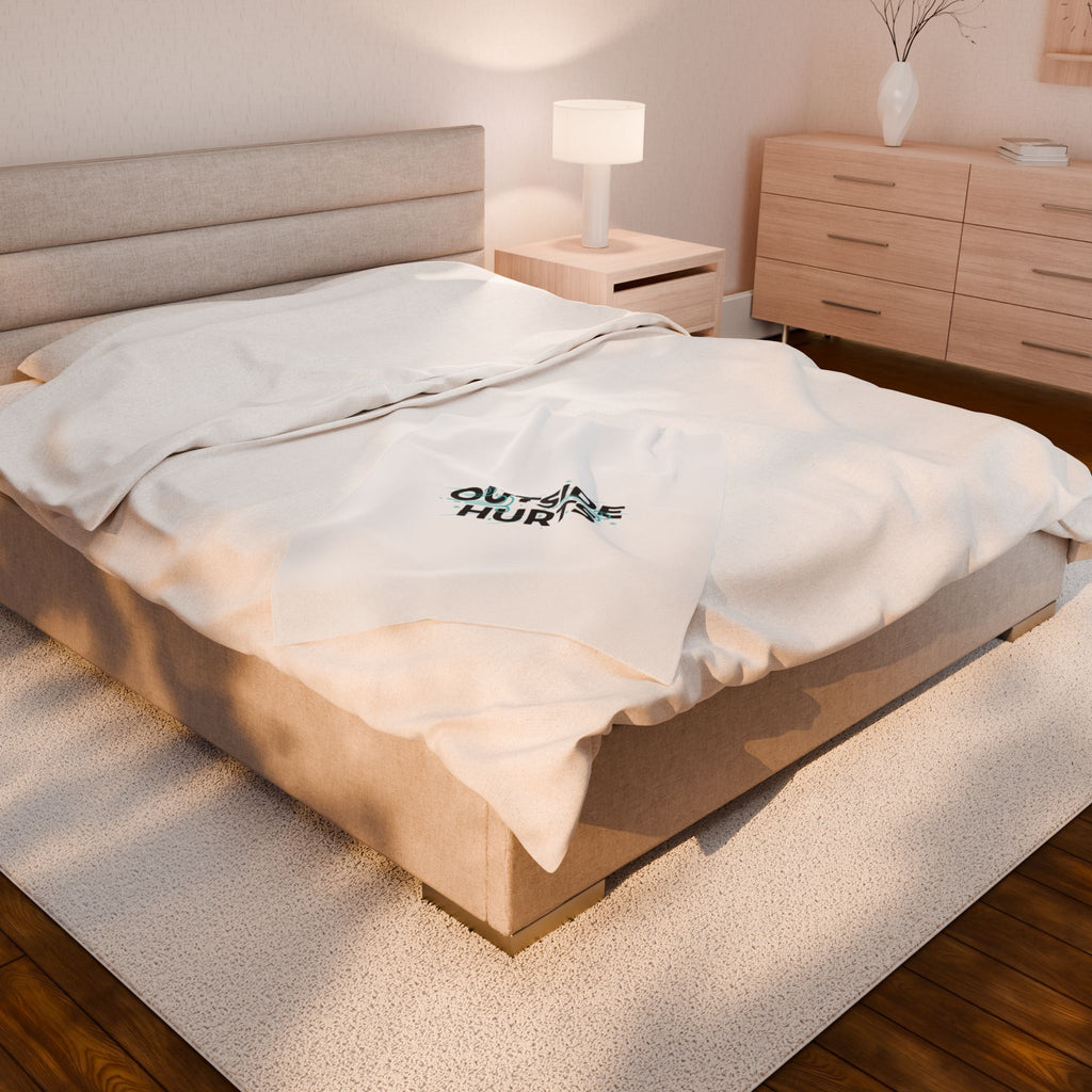 OUTSIDE HURTS Velveteen Plush Blanket | Wind-Chill Minimalism, winter meme