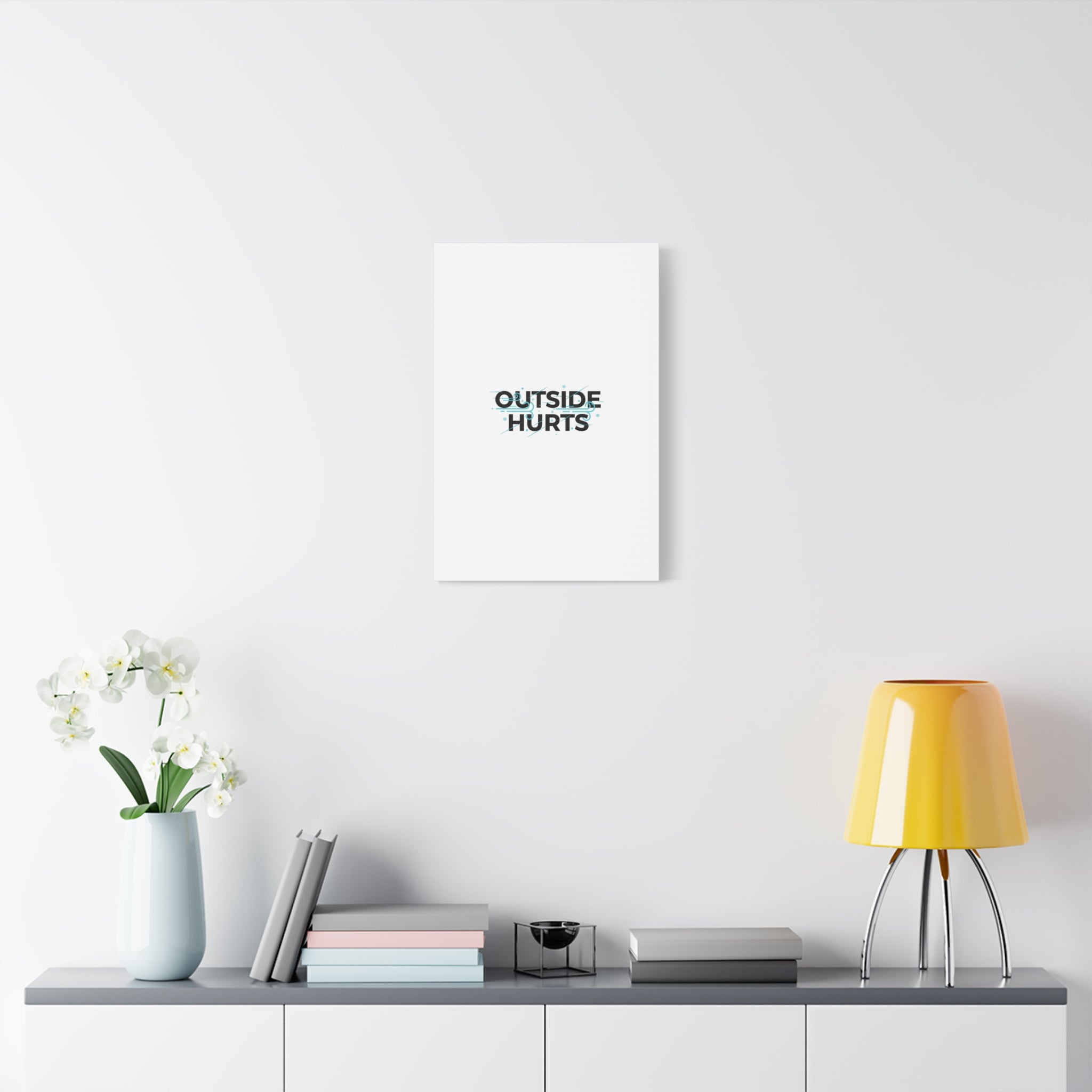 OUTSIDE HURTS Canvas Wall Art | Wind-Chill Minimalism, winter meme