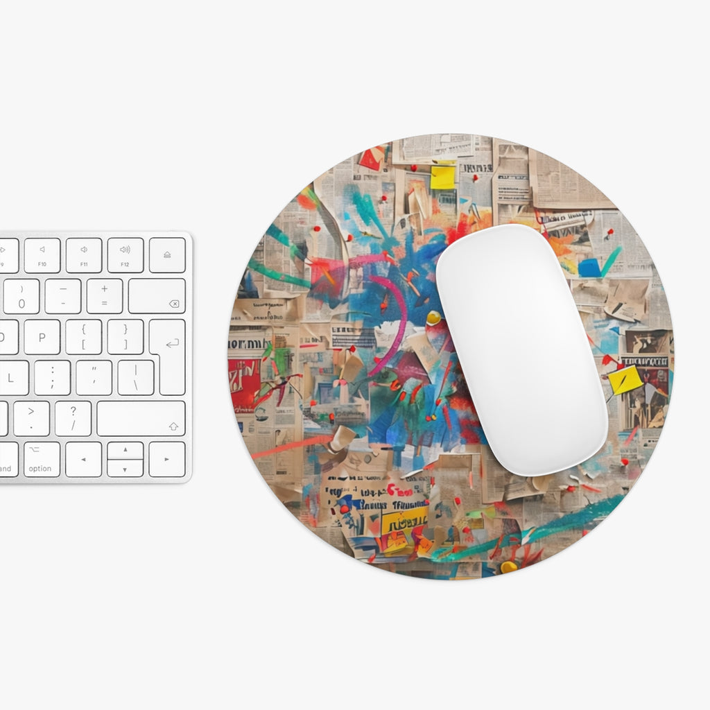 Abstract Paint Splash Mouse Pad — Colorful Collage Desk Mat