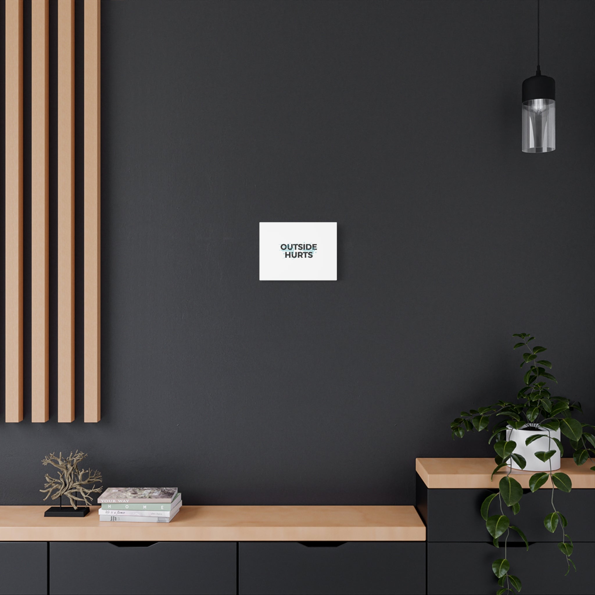 OUTSIDE HURTS Canvas Wall Art | Wind-Chill Minimalism, winter meme