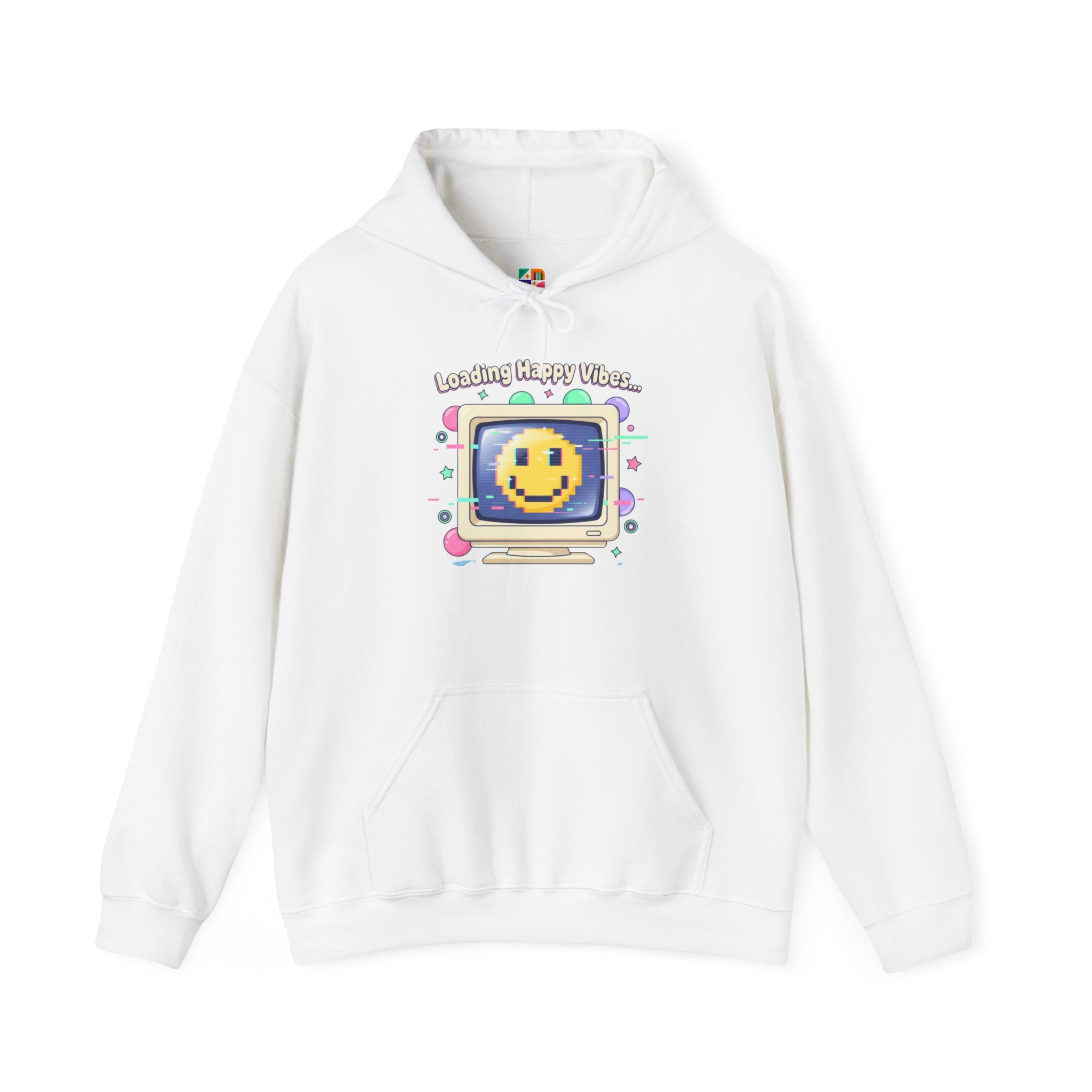 Virtual Pet Popup Hoodie | Y2K retro tech, pixel smile interface