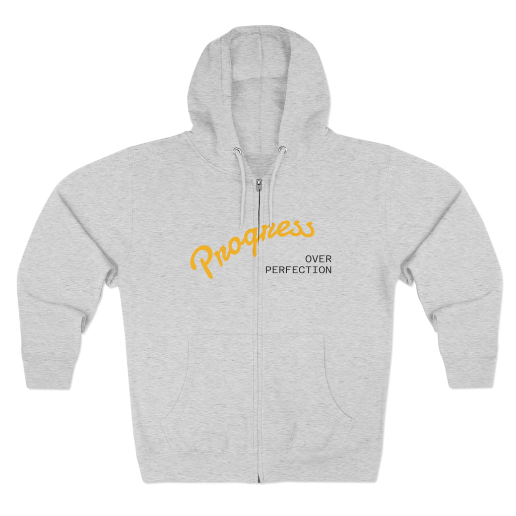 Progress Over Perfection hoodie | Motivational Zip Hoodie, Progress Is Made Quote