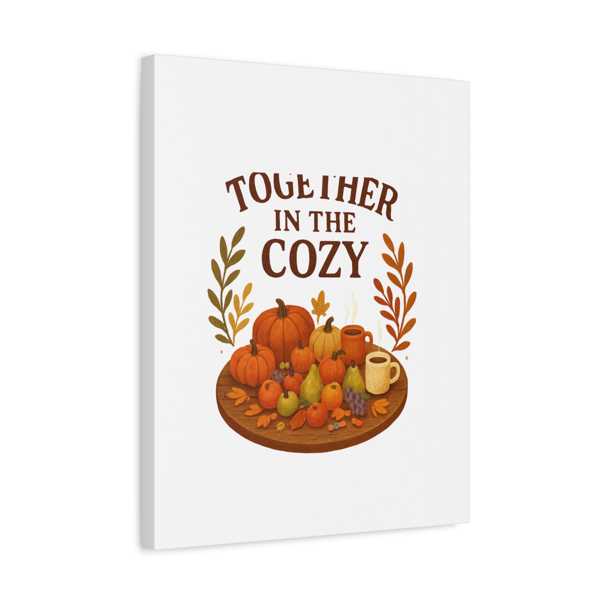 Fall Harvest Cozy Canvas Wall Art – "In The Cozy" Pumpkin & Coffee Autumn Decor